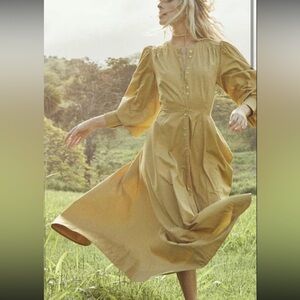 DÔEN mustard yellow cotton dress